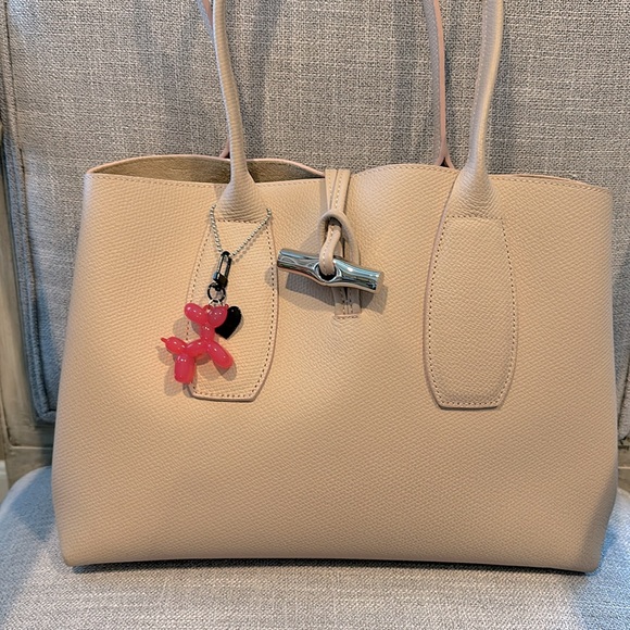 LONGCHAMP Roseau Large Leather Shoulder Tote-light pink (cert of authenticity) - Picture 15 of 17